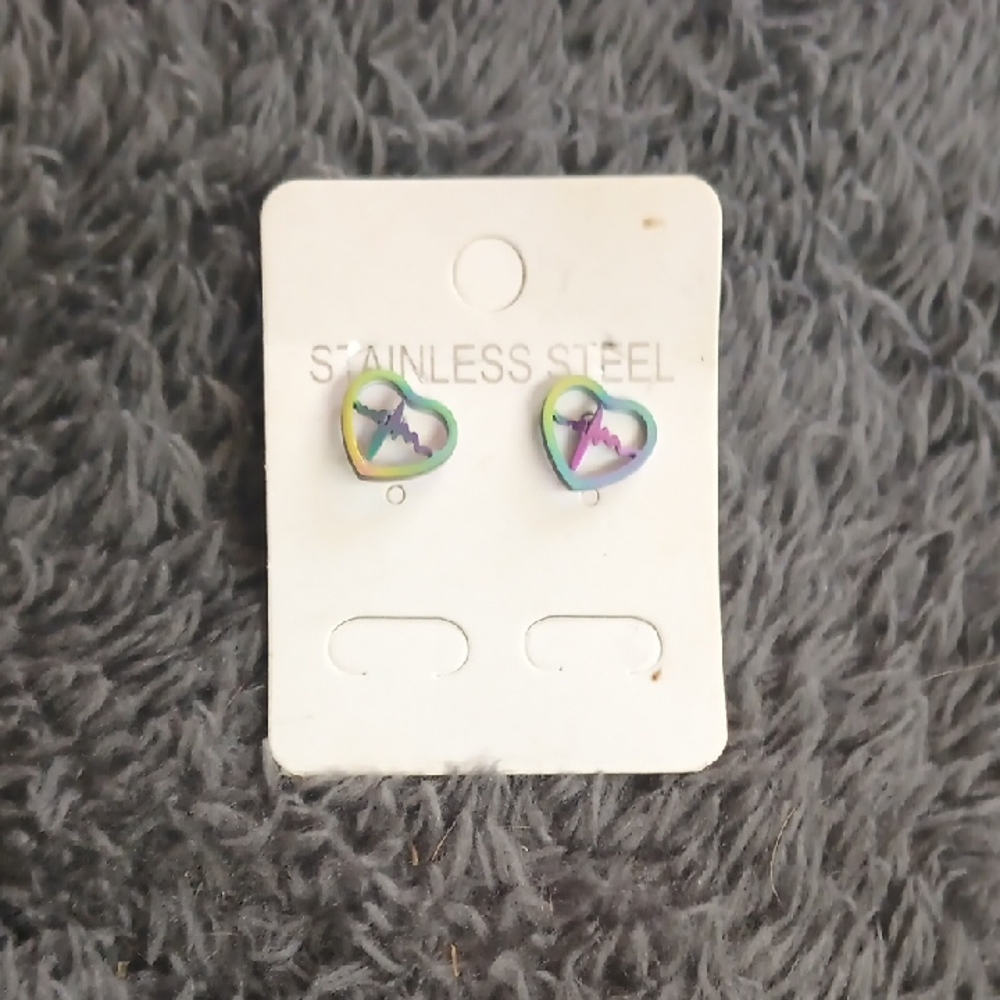 Heart-Shaped Stainless Steel Earrings